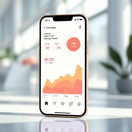 Captura de pantalla de una animación explicativa para una startup de salud, mostrando una app móvil y gráficos animados.